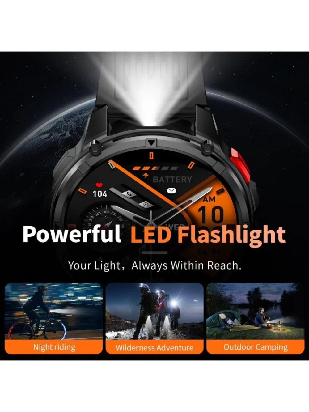Men's Military Sport Smart Watch - Fitness Tracker, Waterproof, 100+ Modes